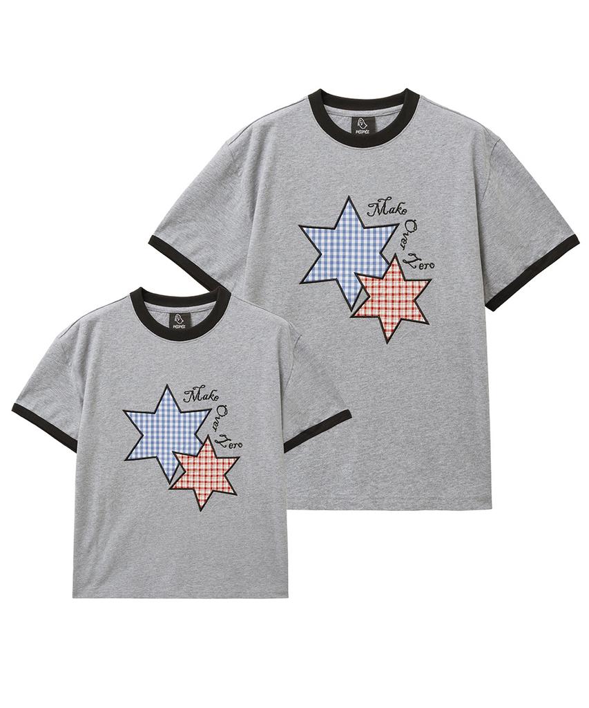 MOZMOZ Star Patch 2-Type Ringer Short Sleeve T-Shirt 2 Colors