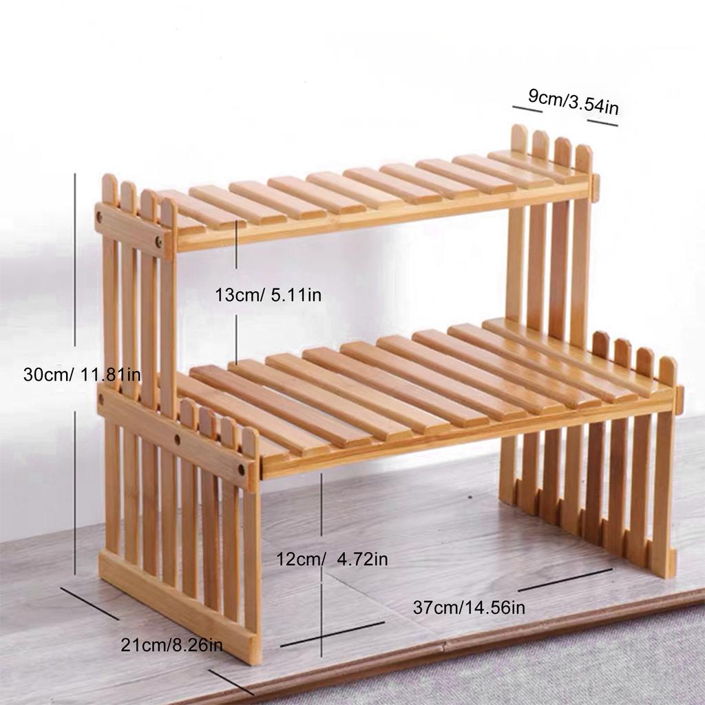 Countertop Bamboo Plant Shelf Bamboo Flower Pot Stand Balcony Flower Rack Cabinet Organizer Multi Function DIY Desktop