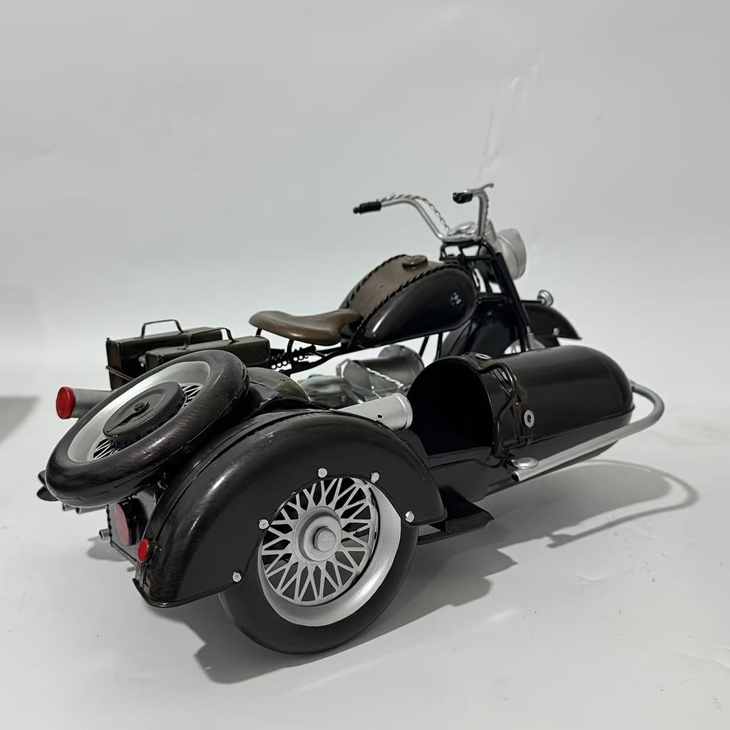 Vintage Motorcycle/Tricycle Model,Industrial Style Decor,Black and Golden Color,Desktop Ornament,Suitable for Home,Office,Garage,Handcrafted Metalwork