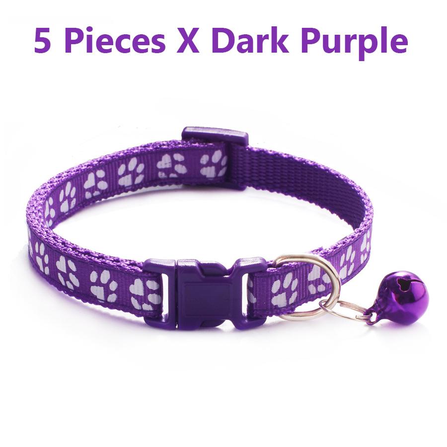 1/5Pcs Adjustable Footprint Pet Collar with Bell, Cute Soft Neck Collar for Puppy Small Dog Kitten Cat Daily Wear