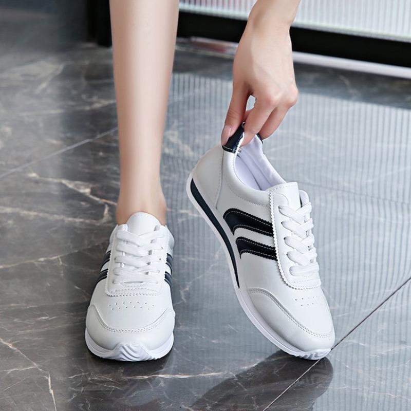 Summer little white shoes soft sole versatile lace-up casual sports shoes soft leather running shoes women's shoes
