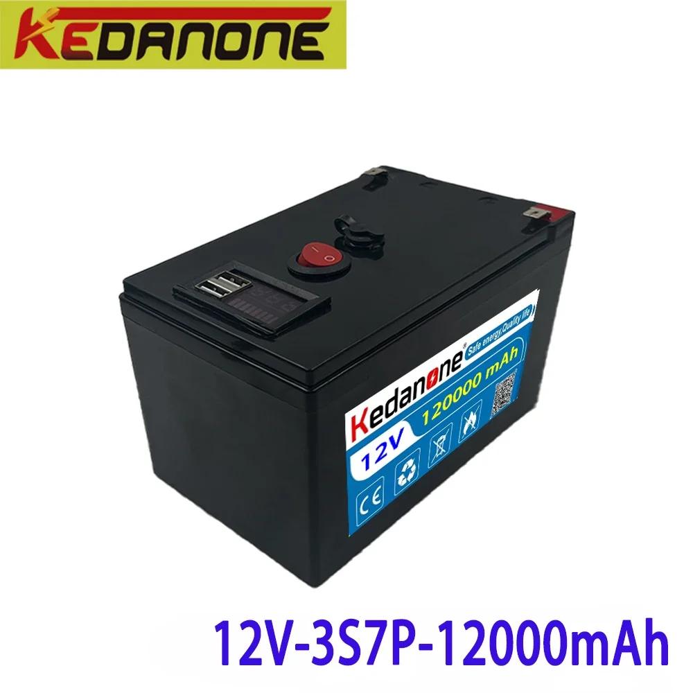 New 12V120Ah 18650 Lithium Battery Pack 3S7P Built-in High Current BMS for Sprayers,carts Electric Vehicle Batterie+charger