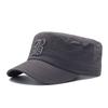 European and American men's pure cotton flat top hat, letter embroidery cap, sports outdoor visor, military hat