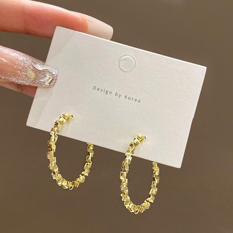 Silver needle same gold earrings women's light luxury high-end temperament pearl stud earrings retro new earrings