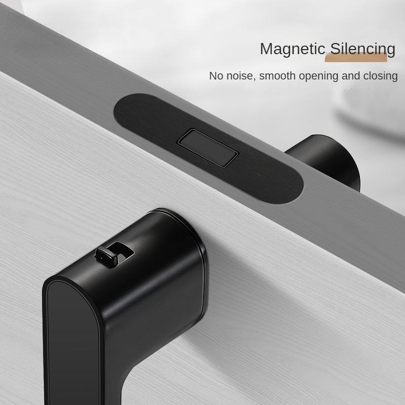 European One-word Handle Door Lock Hidden Keyhole Suitable for Bedroom Study Magnetic Silent Door Lock Minimalist Ecology