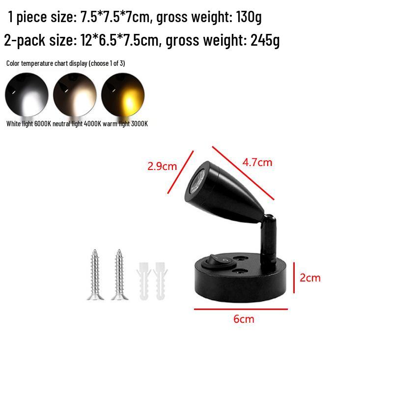 12V LED RV Bedside Spotlight 3W - Low Voltage Car/Boat/Yacht Reading Light