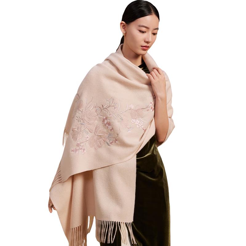 

Шарф-шаль Shanghai Story из 100% шерсти с вышивкой в китайском стиле 70x200cm (with tassels)