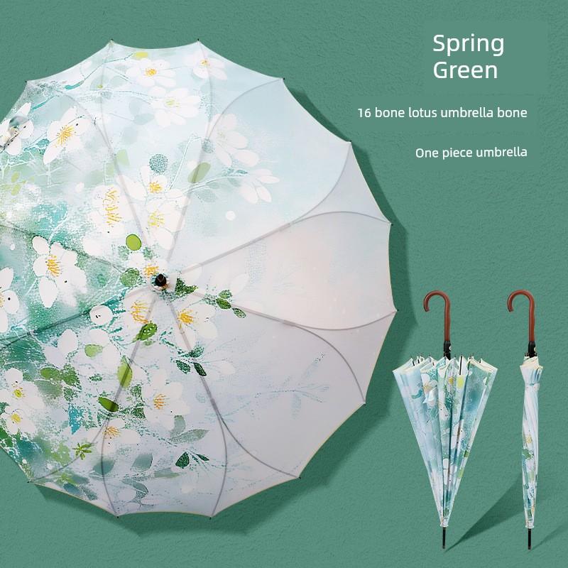 New Style Straight-Handle One-Piece Umbrella for Women, High-Looking Automatic Umbrella, Enlarged, Reinforced, Thickened, Storm-Resistant Long-Handle
