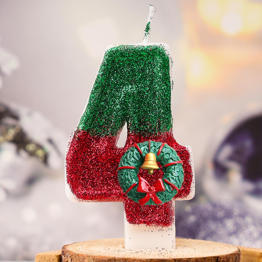 Christmas Cake Decoration Christmas Birthday Candle Number 1 Year Wreath Toppers Merry Christmas for children