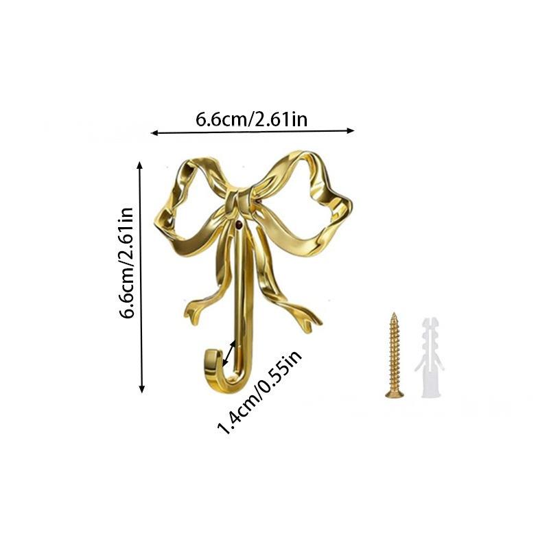 1 Set Solid Towel Holder Luxury Bowknot Wall Hook Rack For Bathroom Bedroom Living Room Kitchen Elegant Home Decor Accessory