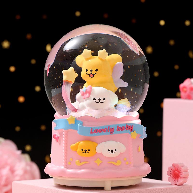 Christmas Fantasy Crystal Ball Music Box - Princess Ornament Gift for Girls' Birthdays