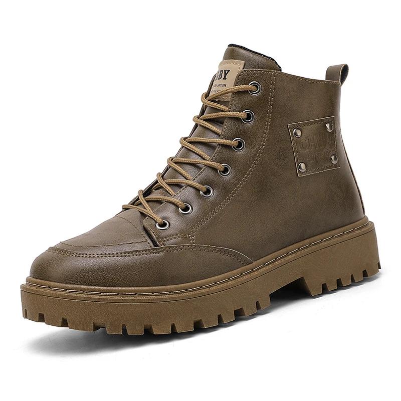 

2024 Мужские повседневные походные ботинки на платформе с высоким голенищем, модные, с круглым носком, износостойкие, молодежные, осенне-зимние, мужские ботинки, основной толчок 44 хаки