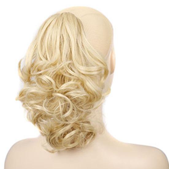 Women Wig Ponytail Style Soft Inner Ponytail Extension Temperature Fiber Mesh High Short Wavy Black Brown Hair