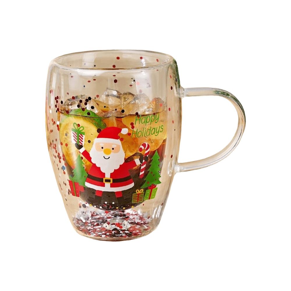 Deer Christmas Wine Glass Snowman Santa Clear Glass Christmas Art Cup  Coffee Enthusiasts