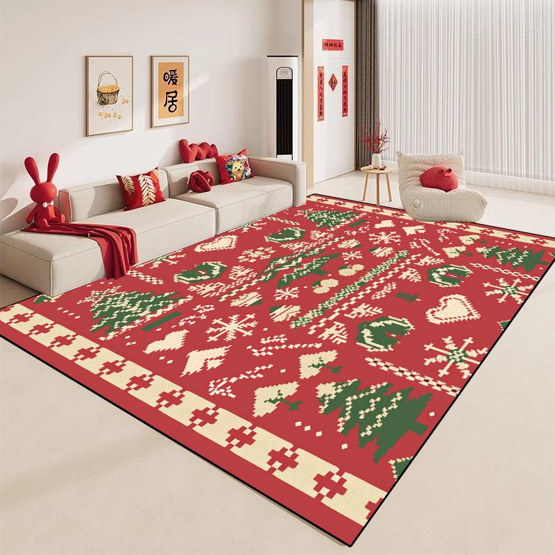 Light Luxury Christmas Carpet Large Living Room Decoration Rug Comfortable Children's Bedroom Mat Non-slip Corridor Lounge Rugs