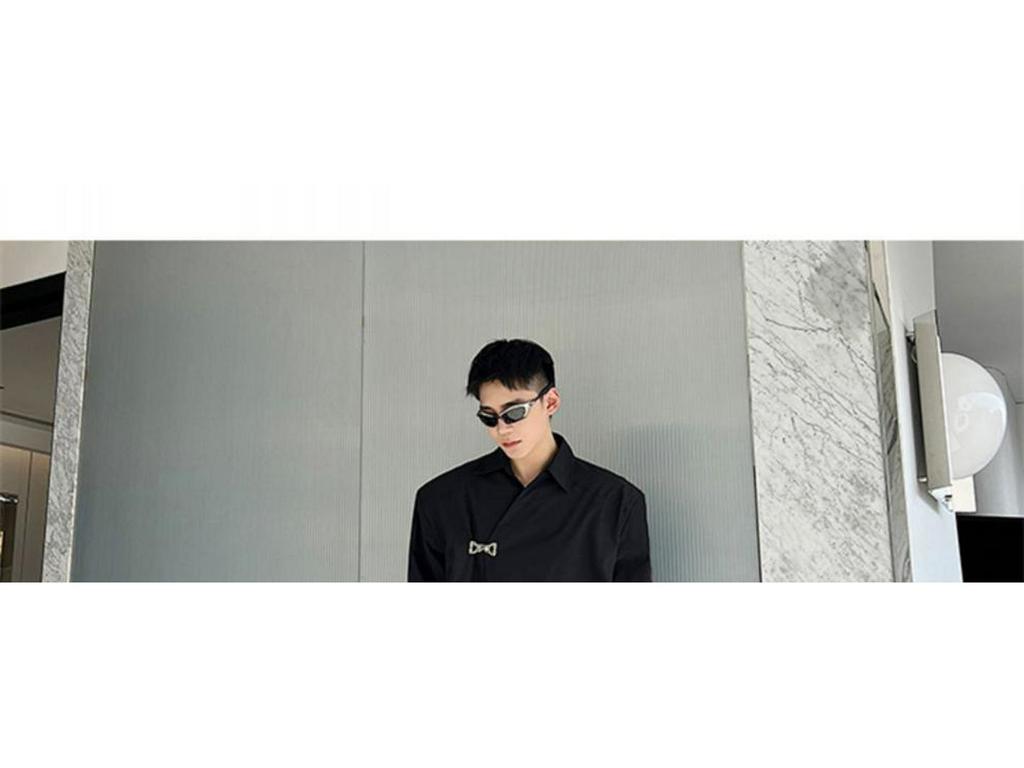 23 Spring/Summer Asymmetrical Metal-Decor Loose Casual Shirt S211-585