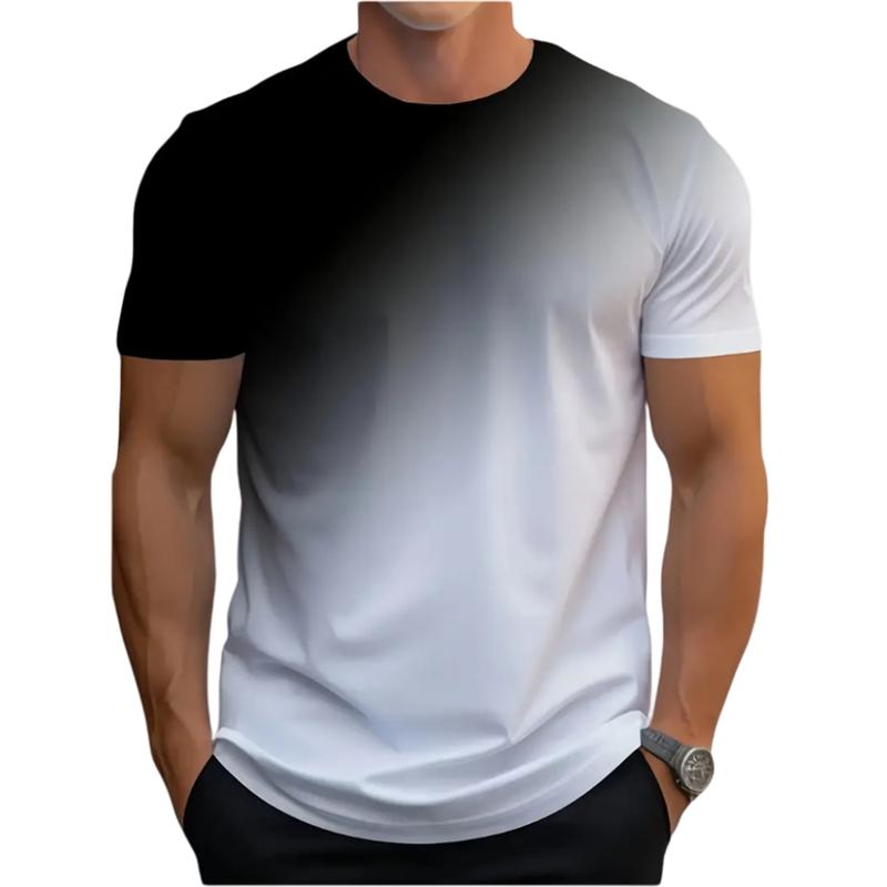 Einfache Mode Farbverlauf T-Shirts Für Männer Sommer Trend Streetwear 3D Gedruckt Kurzarm Locker Atmungsaktiv