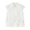Elegant Chinese Style Floral Embroidered Chiffon Blouse