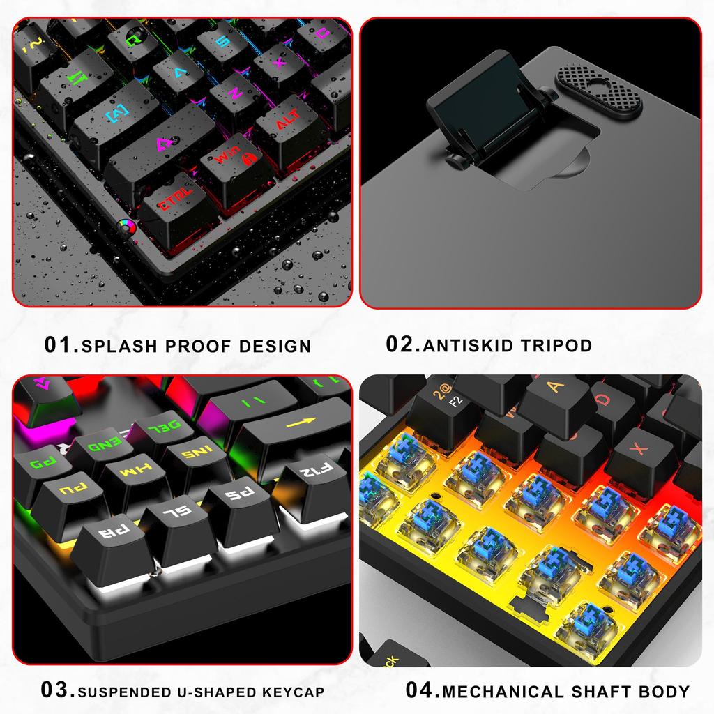Mechanische Tastatur 87 Tasten Kabelgebundene Gaming-Tastatur 16 RGB Esports-Tastatur Hot-Swappable Ergonomische Tastatur für PC Laptop Macbook