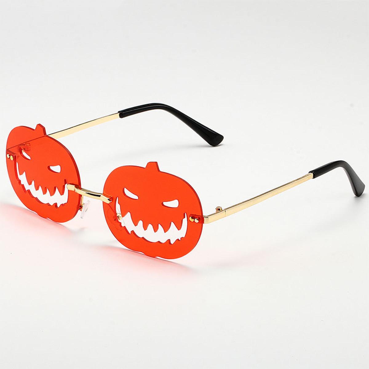 

Новые солнцезащитные очки-тыквы на Хэллоуин для мужчин и женщин Tide Oval Box Hollow Funny Sunglasses. . оранжевый