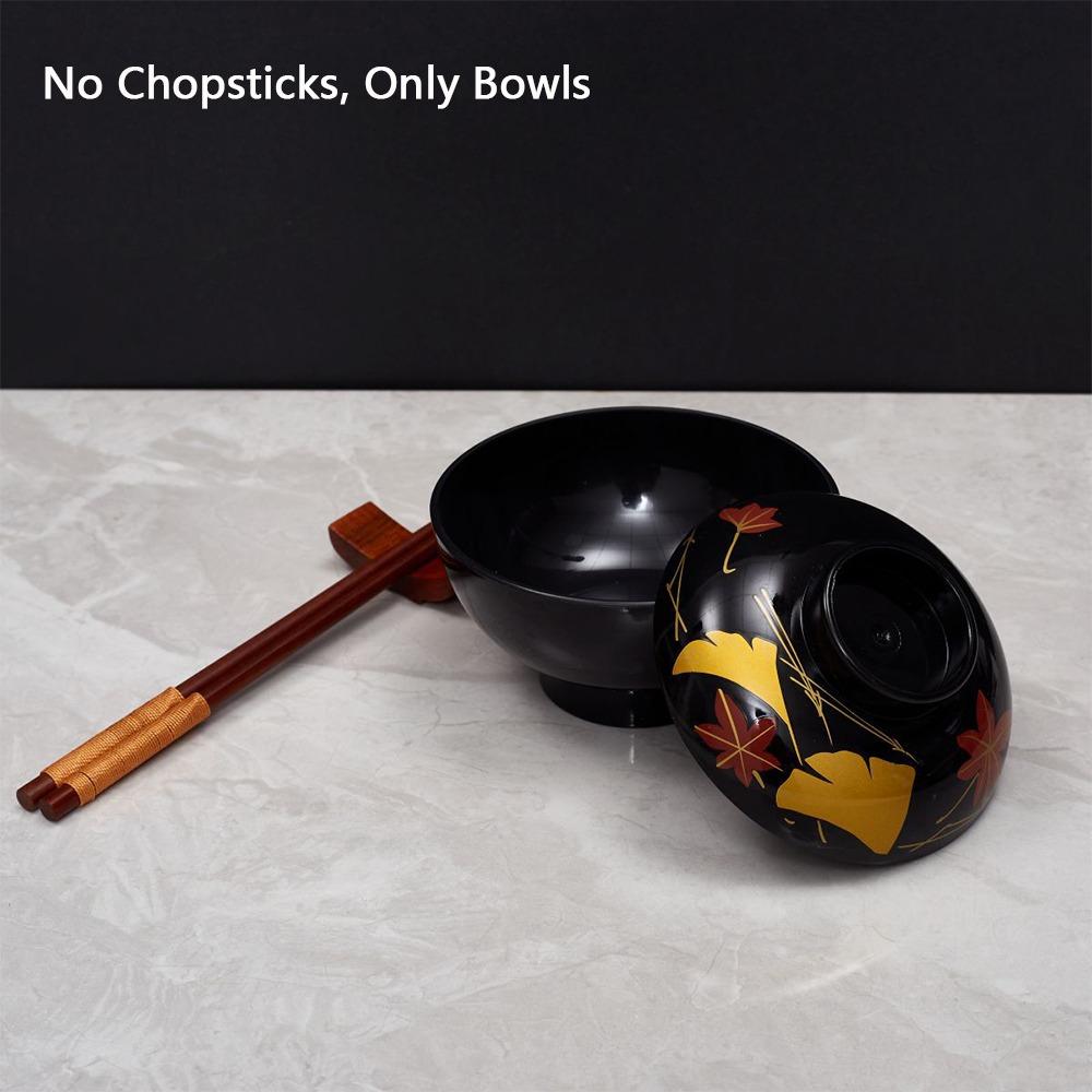 New With Lid Miso Soup Bowl Double Color Soup Container Soup Bowl with Lid Maple Leaf Japanese Rice Bowl Dining Accessories