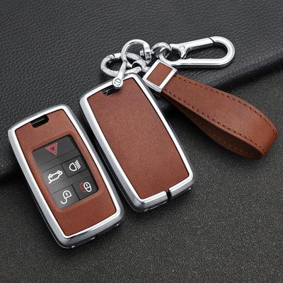 Husă pentru chei de mașină din aliaj din piele, carcasa de protecție pentru Land Rover Range Rover Discovery 5 Sport pentru JAGUAR XE XF XJ F PACE breloc