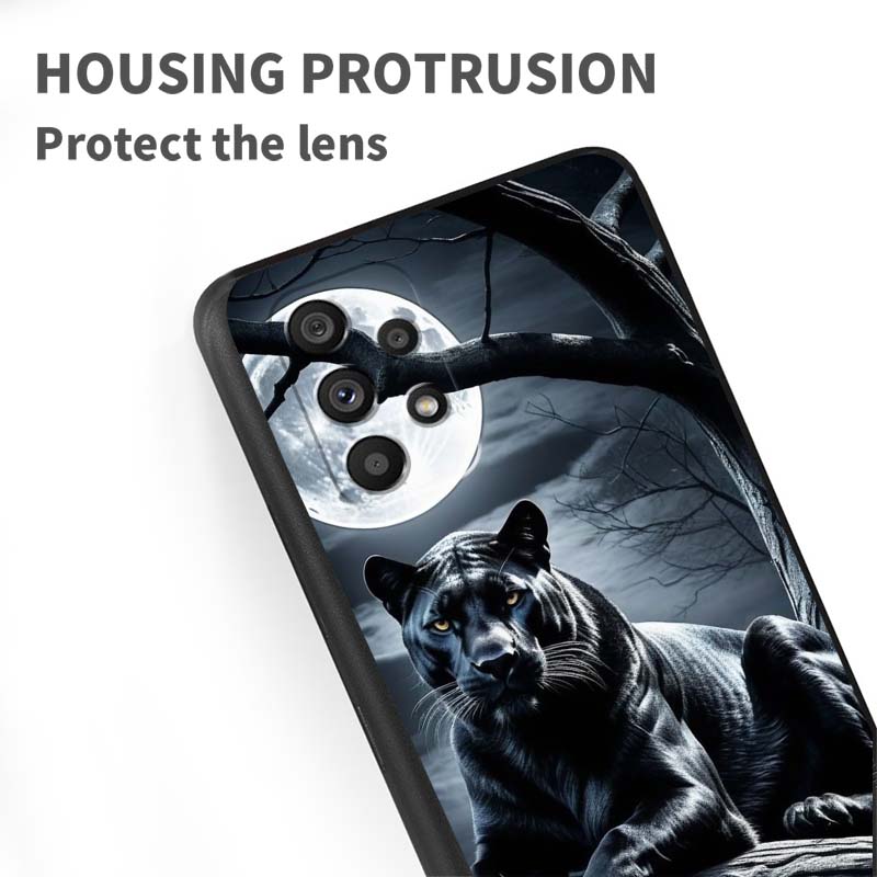 Löwe Bär Katze Cool Für Samsung A73 A72 A71 A55 A54 A53 A52 A51 A13 A22 A16 A15 A12 A14 A26 A07 5G Schwarze Handyhülle
