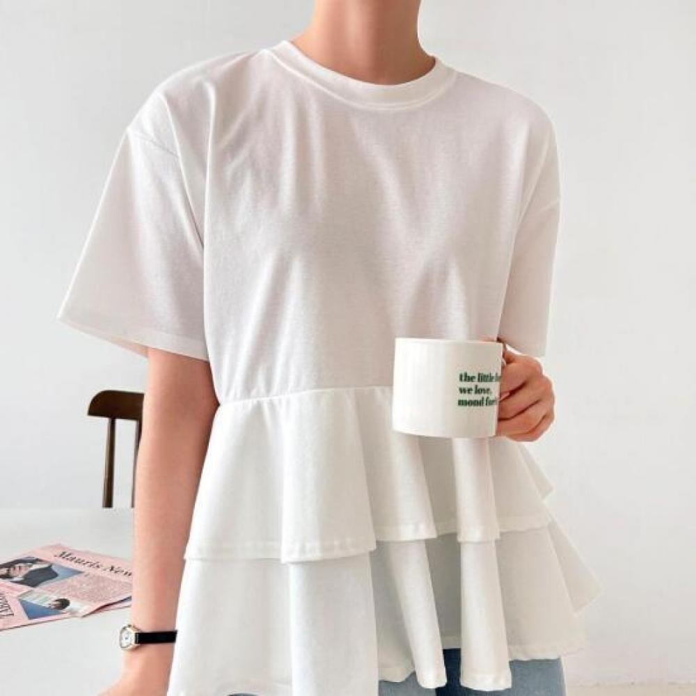New Arrivals Open Run Women Layered Frill ShorT Sleeve T shirT