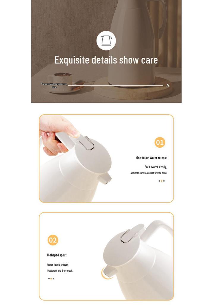 Large Capacity Glass Liner Insulated Thermos Pot - Home Hot Water Dispenser, Thickened and Portable