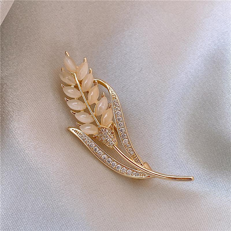 Wheat Ear Brooch Women'S High-End Exquisite Coat Sweater Pin Accessories New Year'S Tide Temperament Corsage Decoration