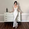 # Sisjuly# Date with an Angel Pure White Atmosphere Suspenders Dress Pure Desire Wind Open Back Bodycon Dress Women