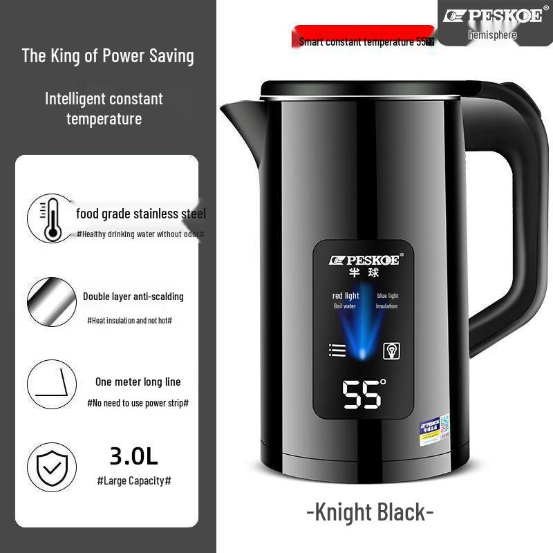 Electric Stainless Steel Insulated Kettle for Home, Dorm, and Hotel Use