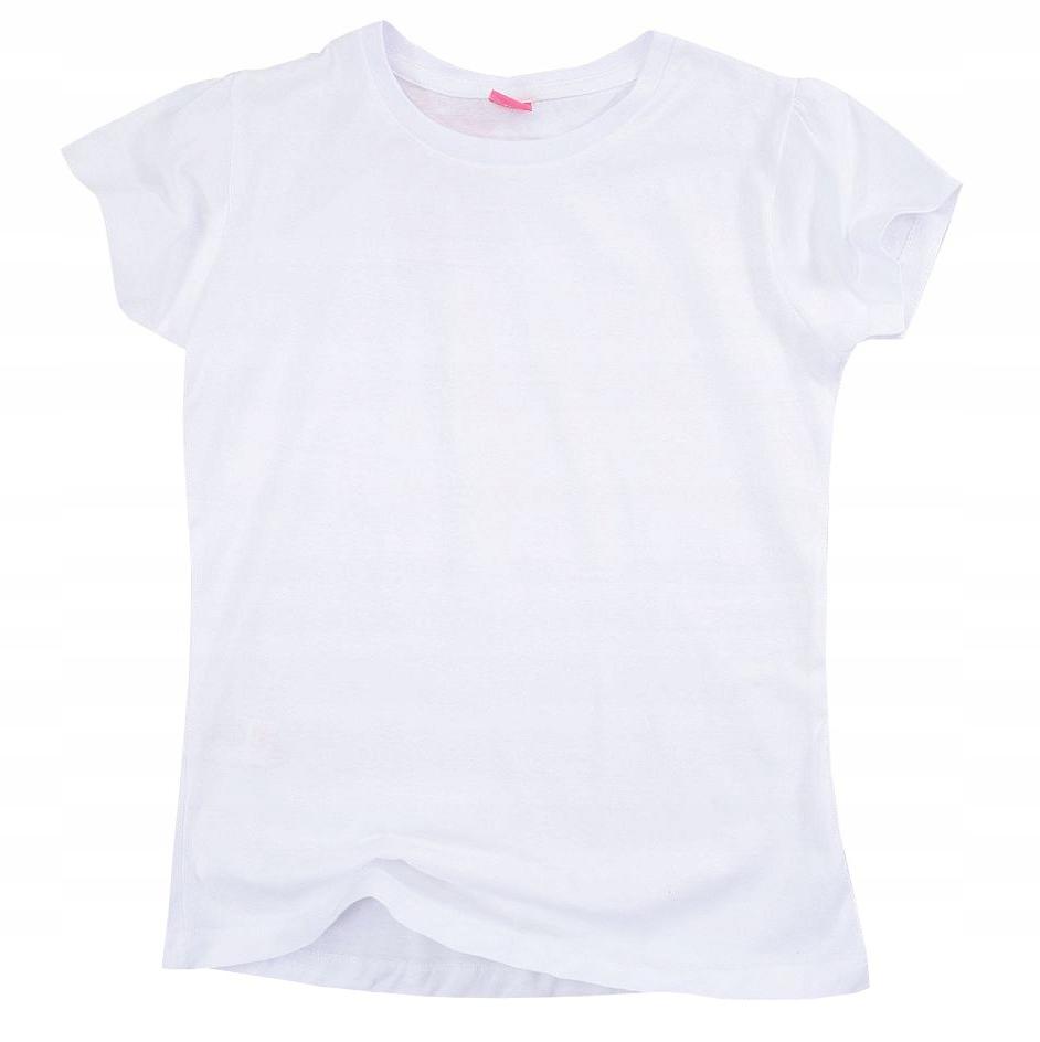Biały klasyczny t-shirt w-f ćwiczenia dziewczynka bawełna elastan 164 e38c