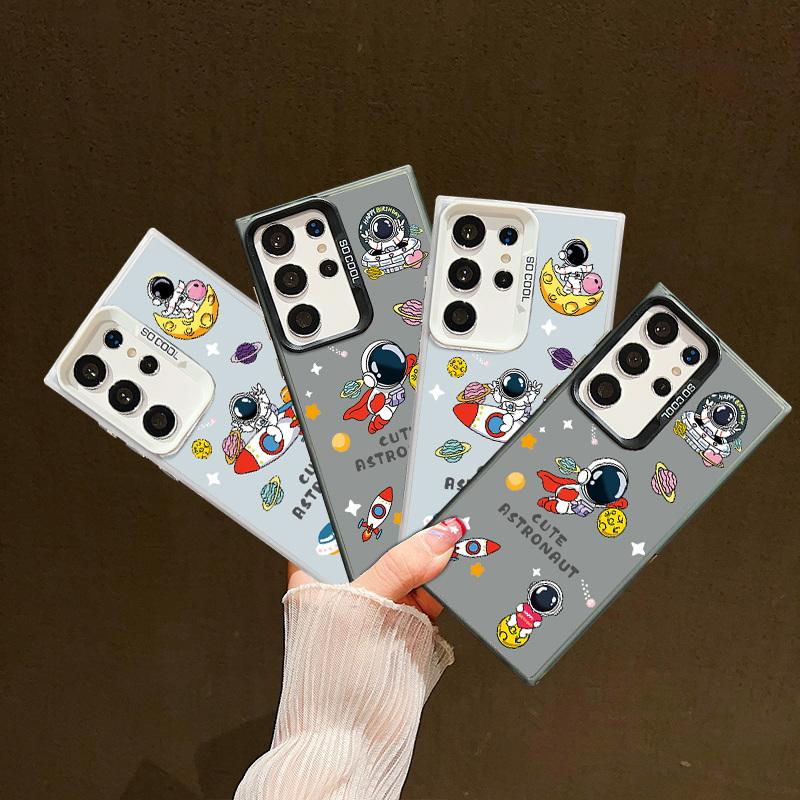 Husă pentru telefon cu laser pentru astronauți de Crăciun pentru iPhone 15 14 Pro Max 13 12 11 Samsung S23 S22 Ultra A54 A53 Copertă din spate cu model de căprior Moș Crăciun antișoc