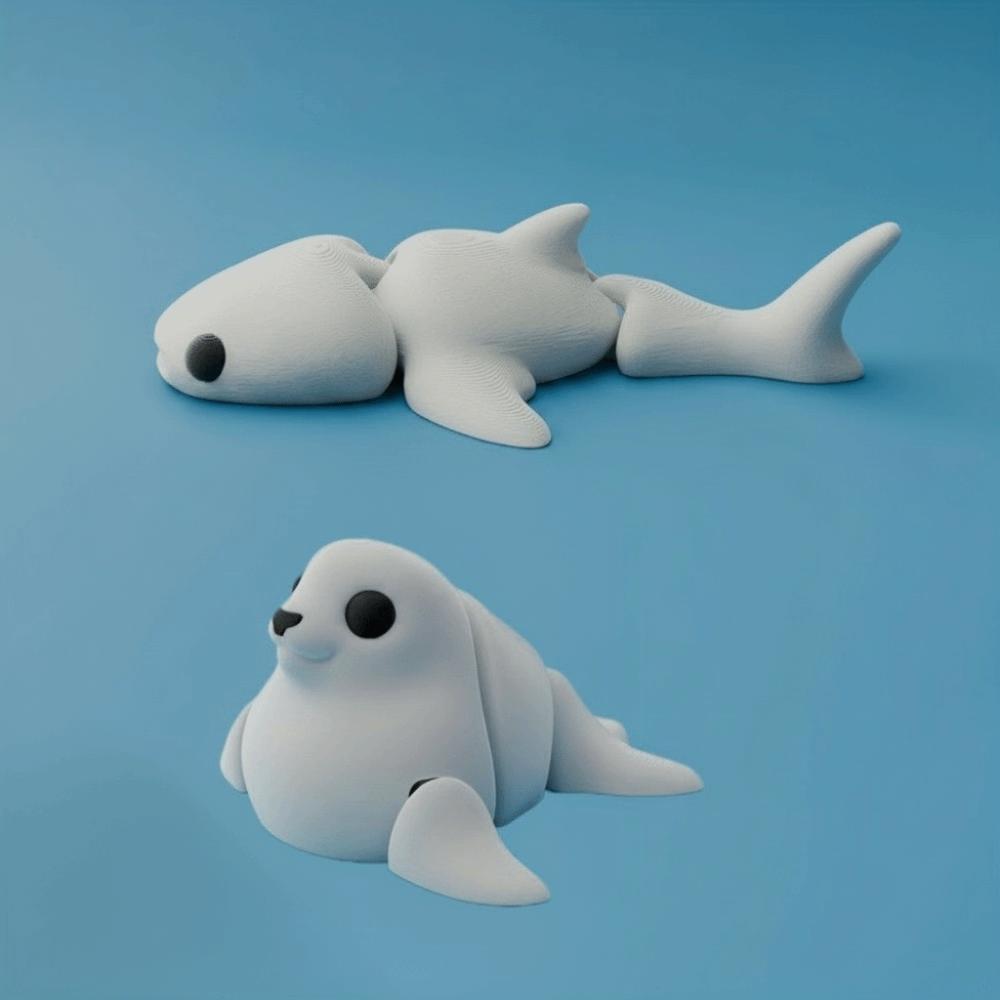 Mini Simulation Animal Multi-Joint Movable Marine Animal Model Creative Whale Figurine Collection