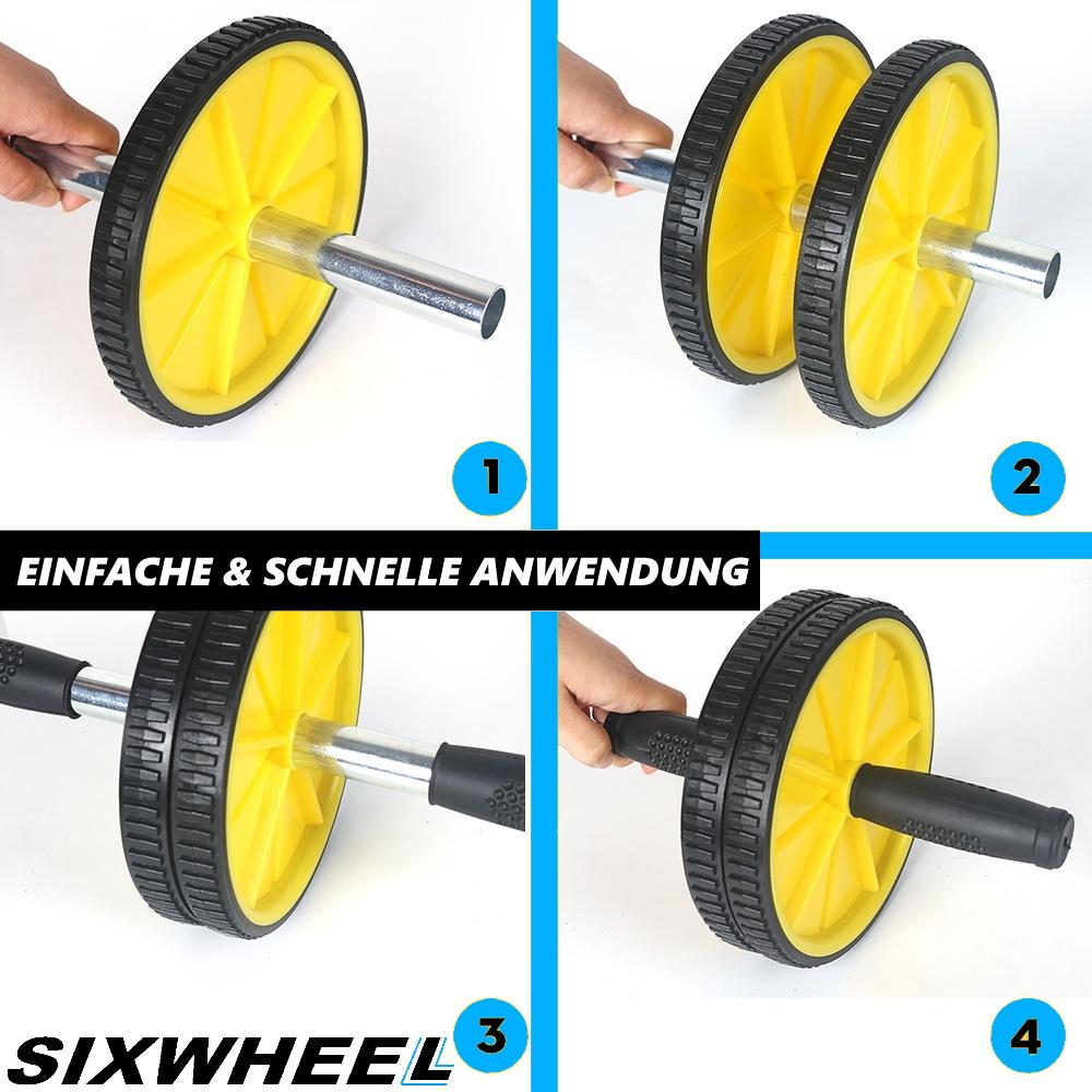 SIXWHEEL Abdominal Roller Abdominal Trainer Abdominal Muscle Trainer AB Roller Incl.. Knee Mat