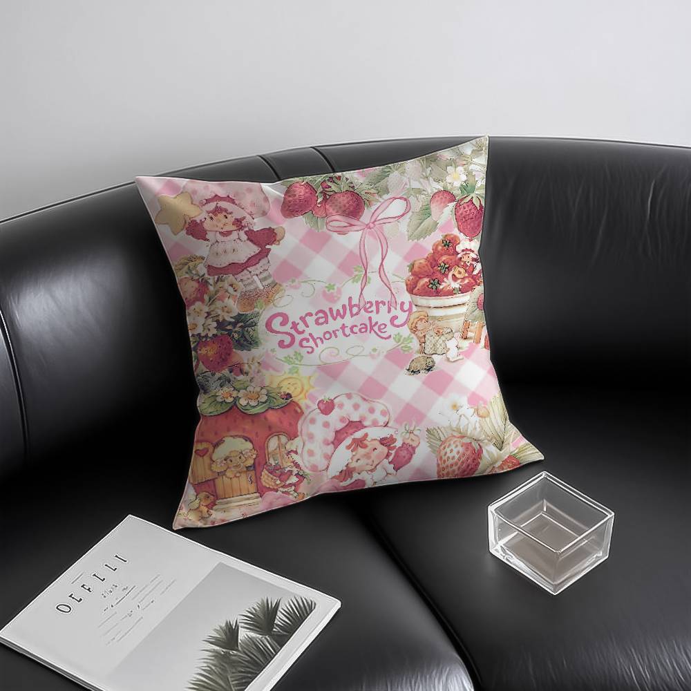 Cute Strawberry Print Pillow Case Anti-dustmite Invisible Zipper Sofa Bed