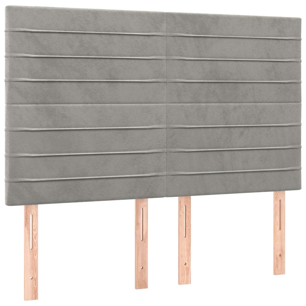 vidaXL LED Kopfteil Hellgrau 144x5x118/128 cm Samt