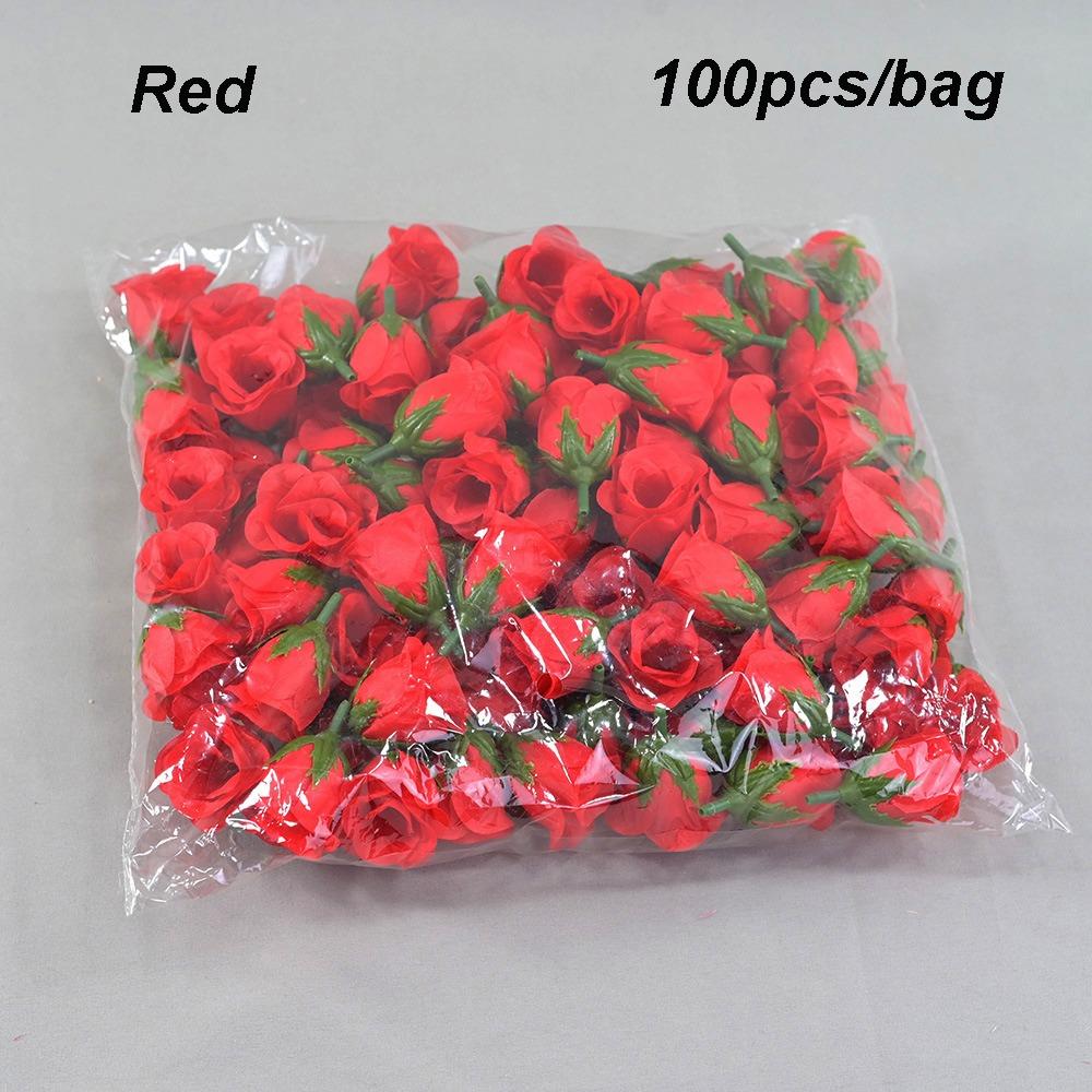 100PCS/bag 3.5*5cm Artificial Bud Flower 10 Colors Christmas Decorative Wreaths Brooch Home Decor