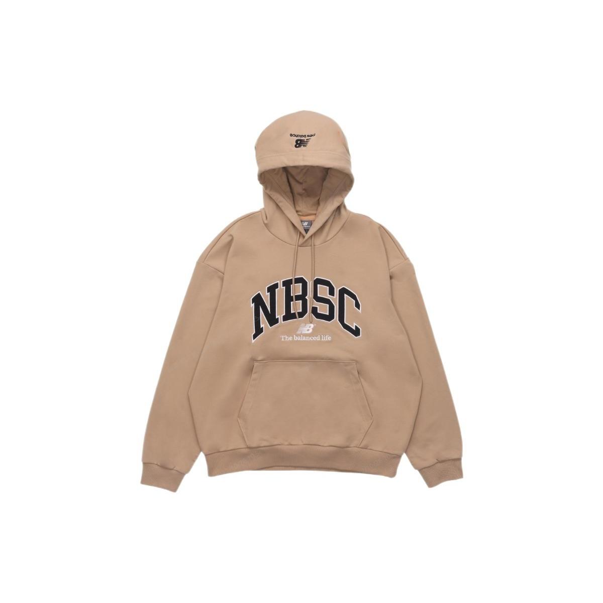 New Balance Logo Print Hoodie Asia Sizing Beige Black Unisex 5CC44353-BEI XS
