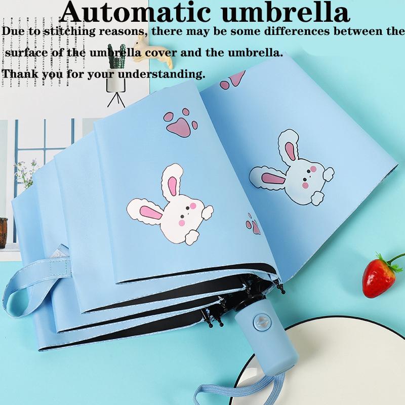 Umbrella,parasol,Black rubber umbrella cloth,Various colored rabbits,Fashionable automatic umbrella,Adult Student Umbrella