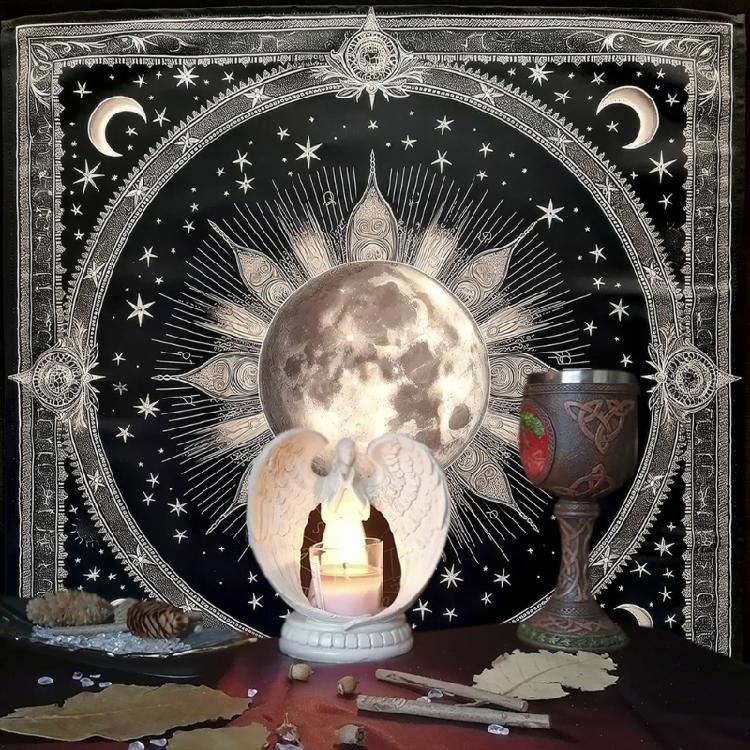 Moon Planet Astrology Tablecloth Altars Cloth Square Divinations Card Table Cloth Witchcrafts Deck Cloth Enduring