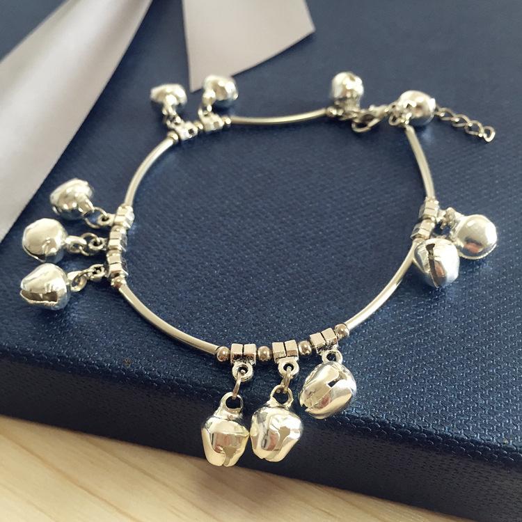 Vintage fashion Tibetan silver bracelet Bohemian cute super many bells female Miao silver anklet handmade jewelry