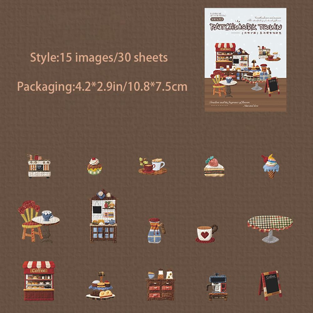 

Hard card sticker pack, 4 styles of patchwork town series, DIY collage with fabric texture theme, student ledger decoration верблюд