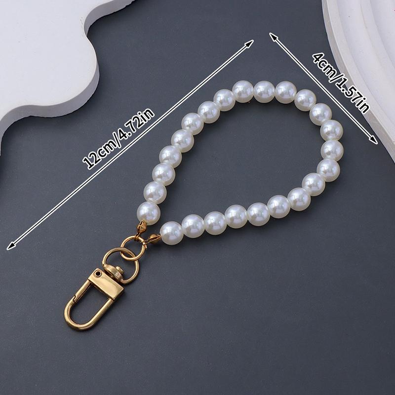 Simulation Pearl Keychains For Aorpods Bag Car Pendant Beaded Key Simple Decoration For Women Mobile Phone DIY Jewelry Decor