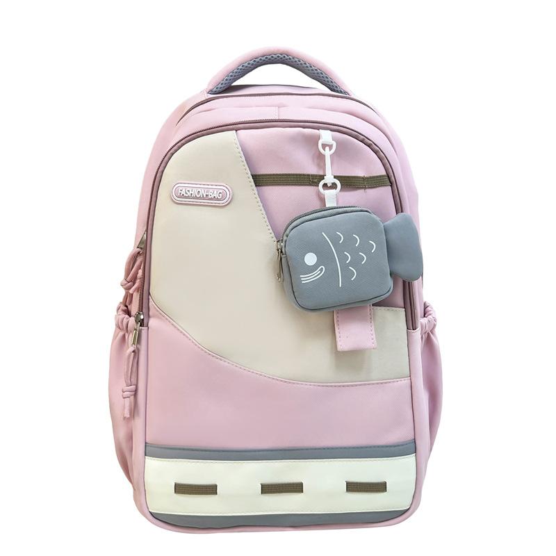 Schoolbag schoolbag for women's travel, new versatile, simple and stylish, contrasting colors, junior high school backpack, student large-capacity