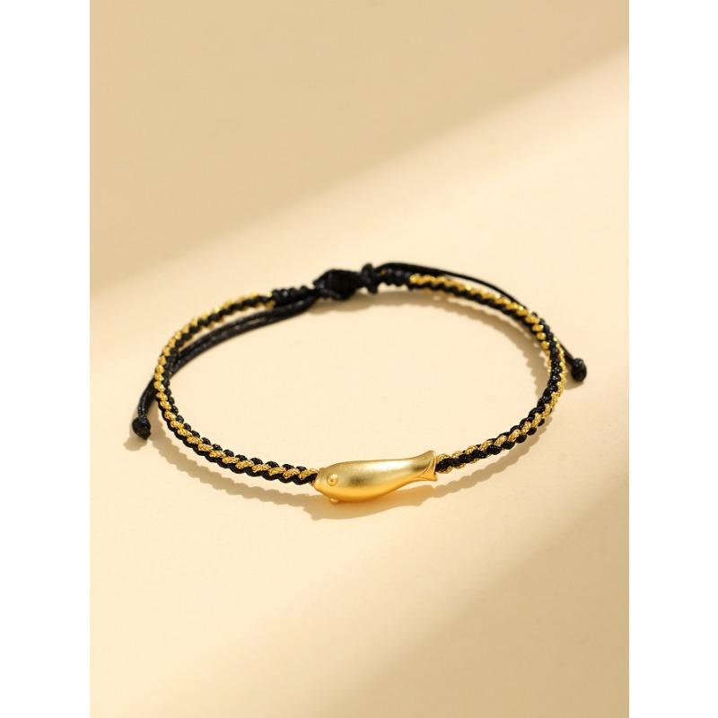 Hand Woven 999 Silver Little Goldfish Ethnic Style Unisex Rope Bracelet