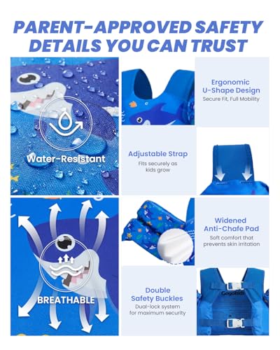 Gogokids Children's Buoyancy Swim Vest with Armbands, 15-30kg, EN 13138-1 Certified, Floatation Vest for Ages 2-6, Inflation-Free Toddler Float Vest w