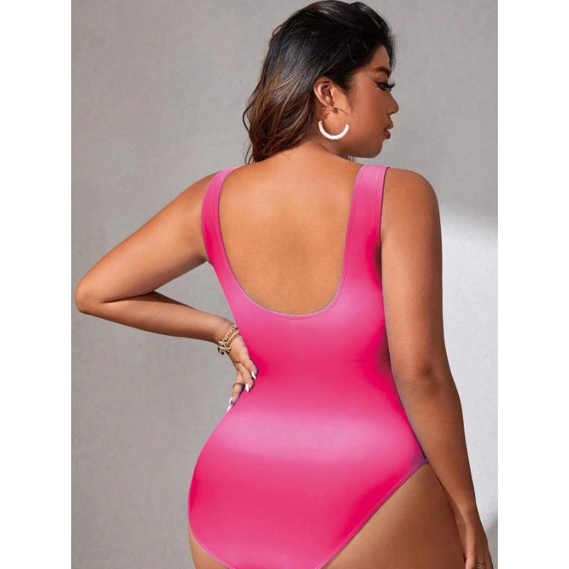 2025 Blue Gradient Plus Size Swimwear Women Strapped Push Up Large One Piece Swimsuit Summer Beach Chubby Bathing Suit