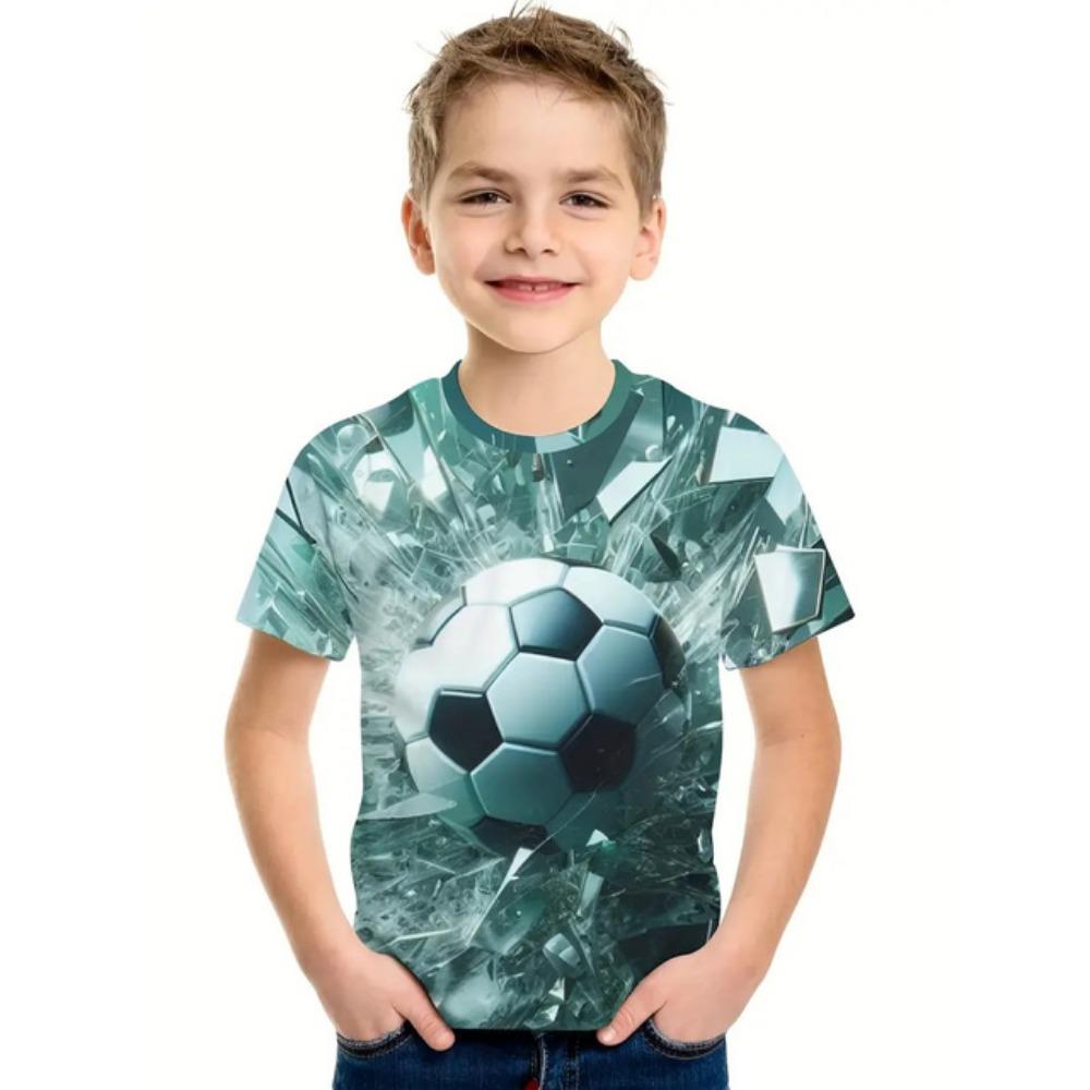 Sports Football 3d Print Tee Shirt Kids Boys Clothes Short Sleeve Casual Children's Clothing Fashion T Shirt For Boys